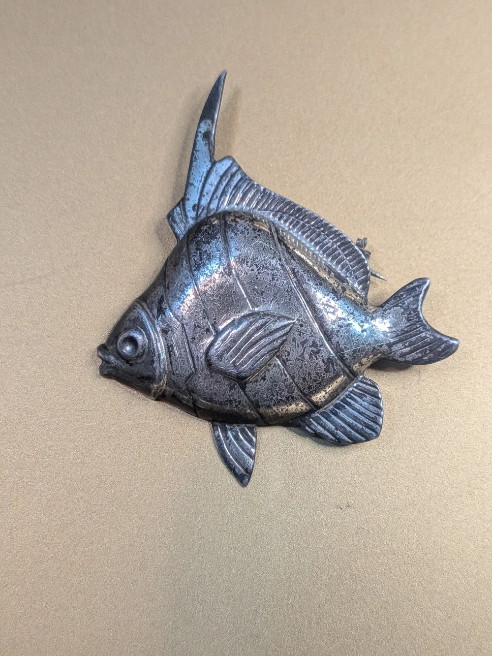 Vintage Sterling Silver Tropical Fish Brooch Pin